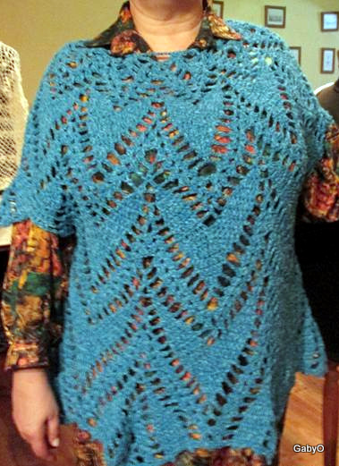 Remera en hilo de algodón con seda turquesa