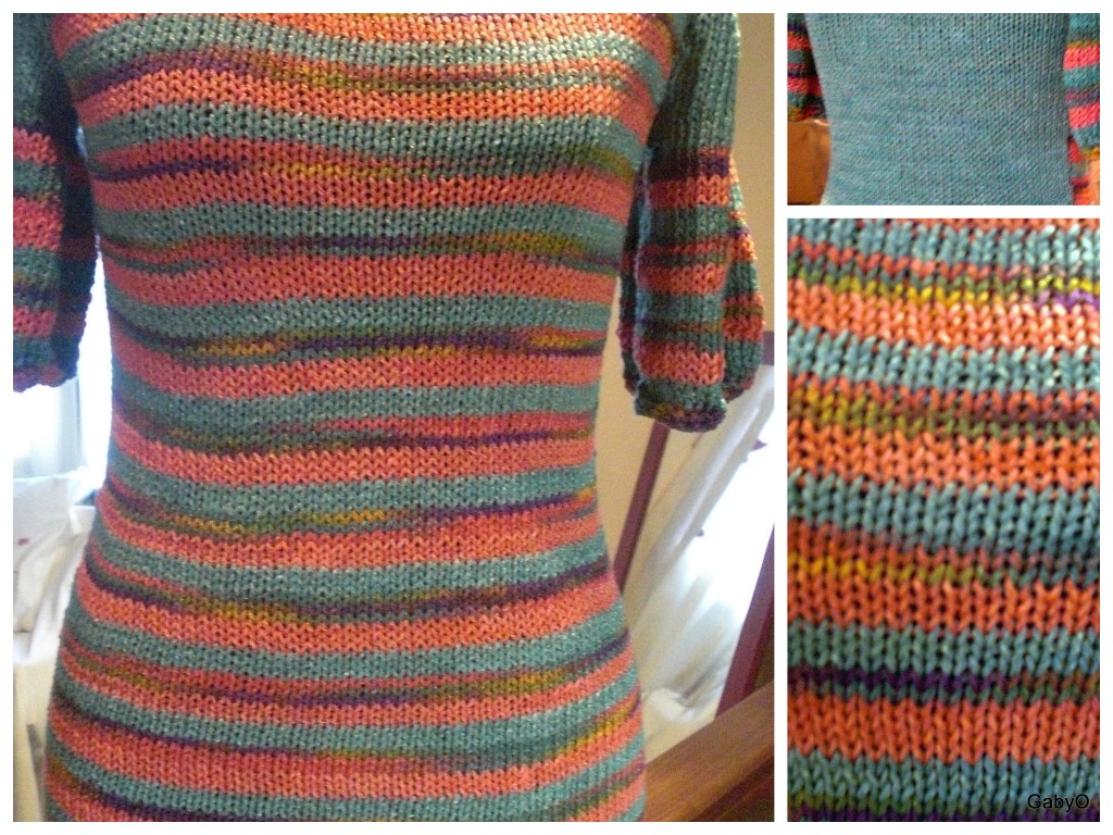 Remera larga con mangas cortas en hilado de seda multicolor