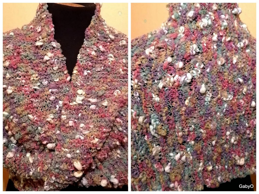 Wrap simple cruzado en hilado fantasía colores del bosque - Dos agujas